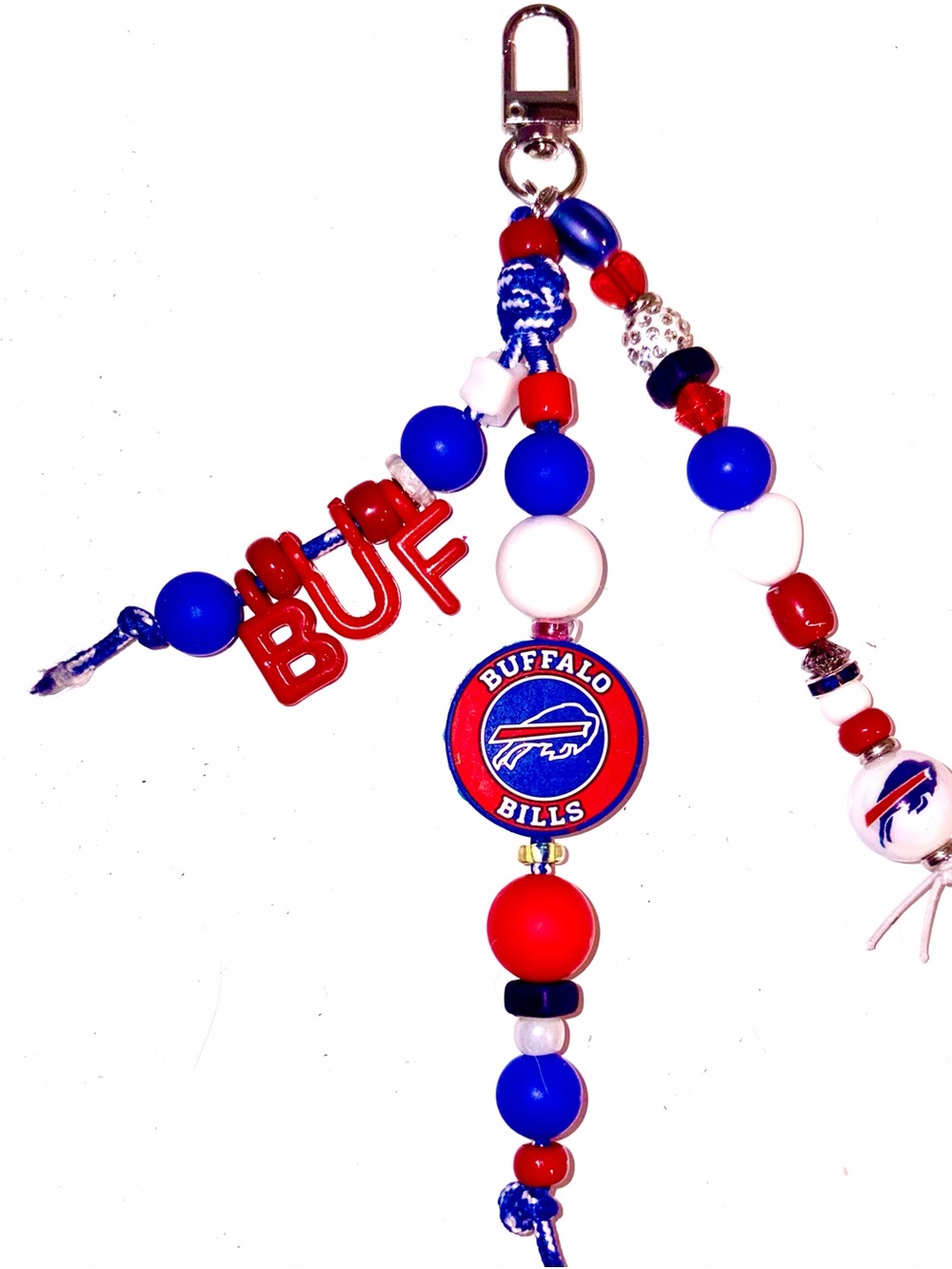 Handmade 7” Buffalo Bills Beaded Bag Charm